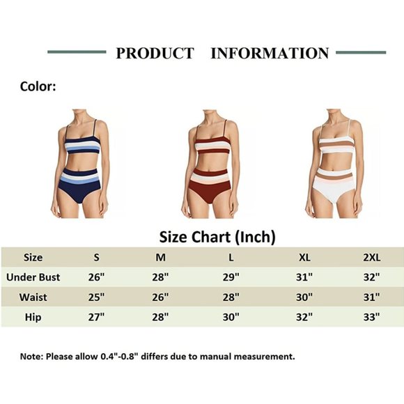 High-Waisted Colorblock Bandeau Bikini Set in Red - Picture 11 of 12
